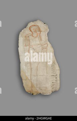 Figured Ostracon with an Artist's Sketch ca. 1295–1070 B.C. New Kingdom, Ramesside. Figured Ostracon with an Artist's Sketch. ca. 1295–1070 B.C.. Limestone, ink. New Kingdom, Ramesside. From Egypt, Upper Egypt, Thebes, Valley of the Kings. Dynasty 19–20 Stock Photo