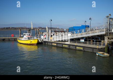 Harwich Harbour Foot Ferry plying her trade between Harwich, Shotley and Felixstowe in Harwich harbour Essex. Stock Photo