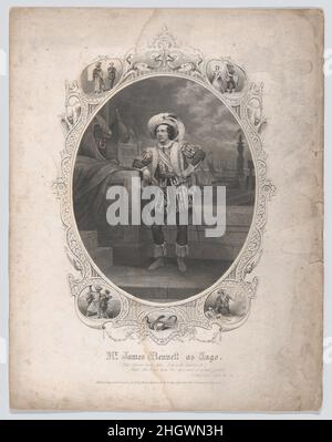 Mr. James Bennett as Iago: 'That Cassio loves her, I do well believe it. That she love him, 'tis apt, and of great credit' (Othello, Act 3, Scene 4) 1855 Martin & Johnson, New York. Mr. James Bennett as Iago: 'That Cassio loves her, I do well believe it. That she love him, 'tis apt, and of great credit' (Othello, Act 3, Scene 4). 1855. Stipple and line engraving. Martin & Johnson, New York. James Bennett (American, died 1885). Prints Stock Photo