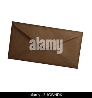 Brown envelope isolated on white background. Kraft paper texture. Vintage style. Stock Photo
