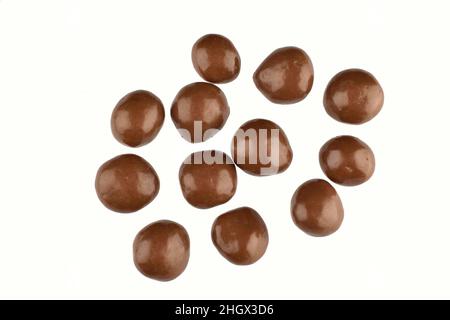 Chocolate Coated Peanuts Isolated on White Background with Clipping Path Stock Photo