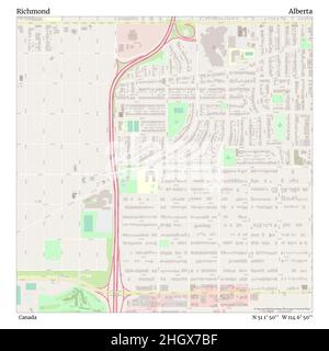 Richmond, Canada, Alberta, N 51 1' 50'', W 114 6' 50'', map, Timeless Map published in 2021. Travelers, explorers and adventurers like Florence Nightingale, David Livingstone, Ernest Shackleton, Lewis and Clark and Sherlock Holmes relied on maps to plan travels to the world's most remote corners, Timeless Maps is mapping most locations on the globe, showing the achievement of great dreams Stock Photo