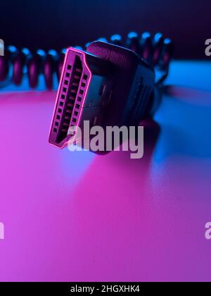 HDMI Cable and plug in a macro shot Stock Photo