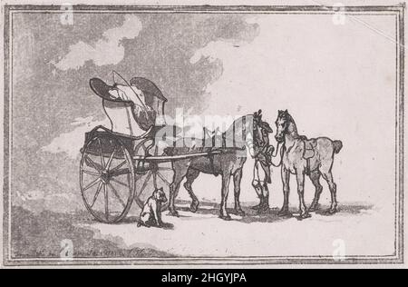 A Cabriolet or Curricle with a Man Holding Two Horses (A Post Chaise) September 1, 1787 Thomas Rowlandson. A Cabriolet or Curricle with a Man Holding Two Horses (A Post Chaise). Thomas Rowlandson (British, London 1757–1827 London). September 1, 1787. Etching and aquatint. John Harris (British, ca. 1740–1812). Prints Stock Photo