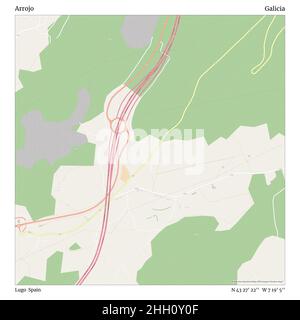 Arrojo, Lugo, Spain, Galicia, N 43 27' 22'', W 7 19' 5'', map, Timeless Map published in 2021. Travelers, explorers and adventurers like Florence Nightingale, David Livingstone, Ernest Shackleton, Lewis and Clark and Sherlock Holmes relied on maps to plan travels to the world's most remote corners, Timeless Maps is mapping most locations on the globe, showing the achievement of great dreams Stock Photo
