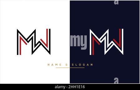 MW, WM Abstract Letters Logo MONOGRAM Stock Vector
