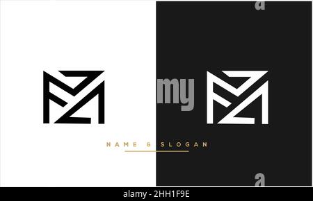 MZ, ZM Abstract Letters Logo MONOGRAM Stock Vector
