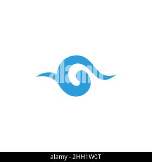 letter g eco blue water waves curves spiral logo vector Stock Vector