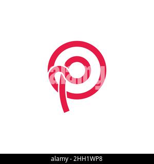 letter p curves loop circle geometric logo vector Stock Vector