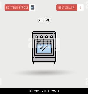 Kitchen gas stove flat white icons on round color backgrounds. 6 bonus ...