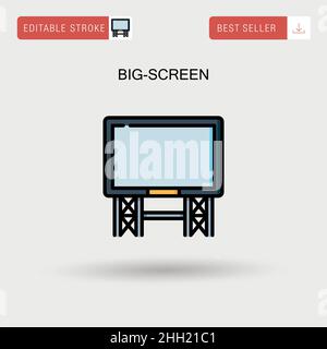 Big black wall TV icon template with shadow on white transparent ...
