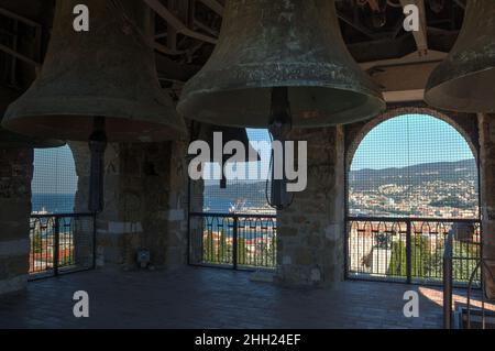 Bells on the tower of Cattedrale di San Giusto Martire in Trieste,Italy,Europe Stock Photo