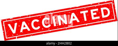 Grunge red vaccinated word square rubber seal stamp on white background Stock Vector