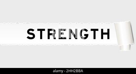 Ripped gray paper background that have word strength under torn part Stock Vector