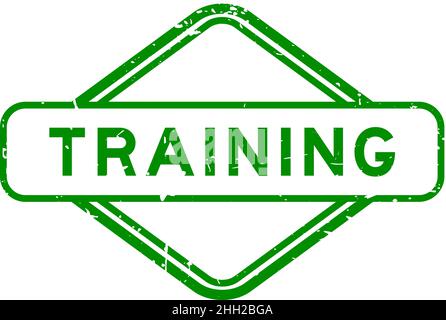 Grunge green training word rubber seal stamp on white background Stock Vector