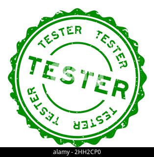 Grunge green tester word round rubber seal stamp on white background Stock Vector
