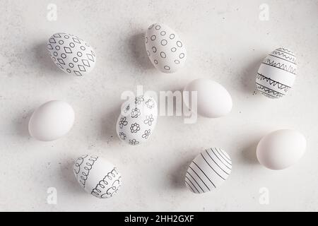 Happy Easter background. easter eggs with geometric pattern Stock Photo