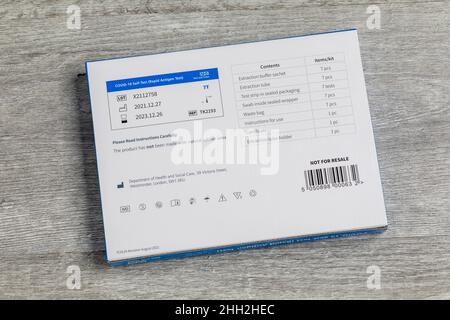 An NHS Covid-19 rapid antigen test box Stock Photo