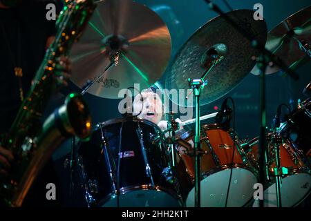 Oslo, Norway. 21st, January 2021. The Norwegian blues rock band Spidergawd performs a live concert during at Rockefeller in Oslo. Here drummer Kenneth Kapstad is seen live on stage. (Photo credit: Gonzales Photo - Per-Otto Oppi). Stock Photo