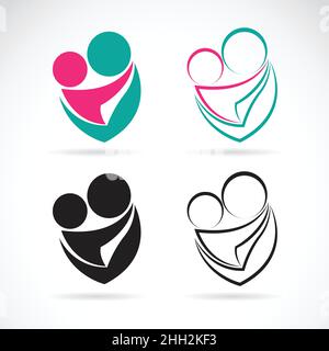 Vector icon of mom and baby on white background, Expression of love. Easy editable layered vector illustration. Stock Vector