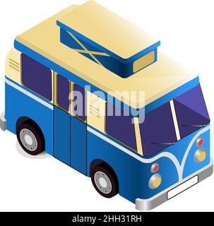 isometric illustration blue toy bus vector illustration Stock Vector