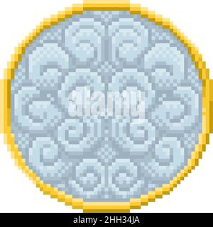 Air Wind 4 Elements Zodiac Pixel Art Sign Stock Vector