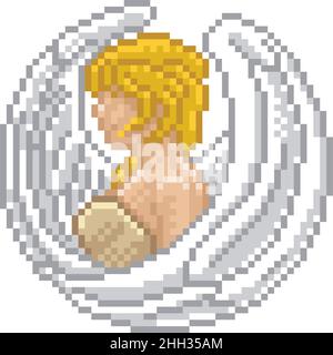 Zodiac Horoscope Astrology Virgo Pixel Art Sign Stock Vector