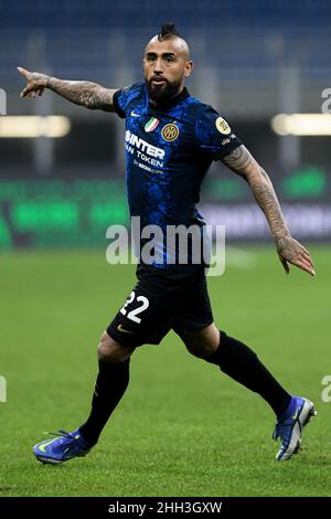 Arturo Vidal #22 of Inter Milan takes his top off after the final white  Stock Photo - Alamy