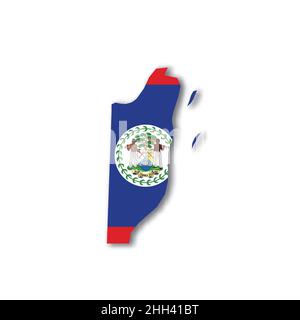 Belize national flag in a shape of country map Stock Vector