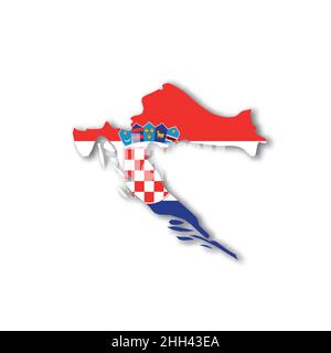 Croatia national flag in a shape of country map Stock Vector