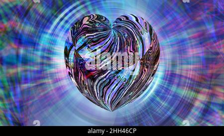 Abstract multi-colored rainbow background with the figure of the heart. Design, art Stock Photo
