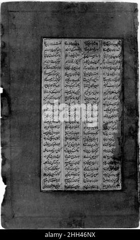 Page of Calligraphy from a Shahnama (Book of Kings) of Firdausi ca. 1610 Abu'l Qasim Firdausi. Page of Calligraphy from a Shahnama (Book of Kings) of Firdausi  453266 Stock Photo