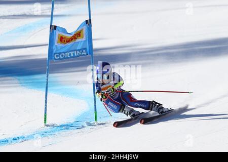 Tessa Worley (FRA) during 2022 FIS Ski World Cup - Women Super Giant, alpine ski race in Cortina d'Ampezzo, Italy, January 23 2022 Stock Photo