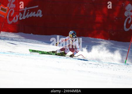 Ramona Siebenhofer (AUT)  during  2022 FIS Ski World Cup - Women Super Giant, alpine ski race in Cortina d'Ampezzo, Italy, January 23 2022 Stock Photo