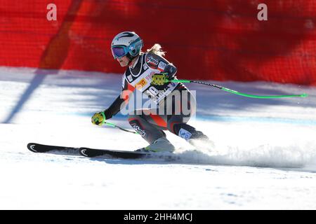 Olympia slope, Cortina d&#39;Ampezzo, Italy, January 23, 2022, Ragnhild Mowinckel (NOR)  during  2022 FIS Ski World Cup - Women Super Giant - alpine ski race Stock Photo