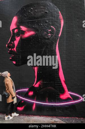 London, UK. 23rd Jan, 2022. Interactive street art in Shoreditch, London, Credit: Paul Quezada-Neiman/Alamy Live News Stock Photo