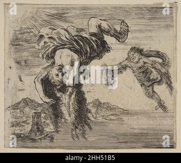 Daedalus and Icarus, from 'Game of Mythology' (Jeu de la Mythologie) 1644 Etched by Stefano della Bella Italian. Daedalus and Icarus, from 'Game of Mythology' (Jeu de la Mythologie). 'Game of Mythology' (Jeu de la Mythologie). Etched by Stefano della Bella (Italian, Florence 1610–1664 Florence). 1644. Etching; first state of five. Henri Le Gras (French). Prints Stock Photo