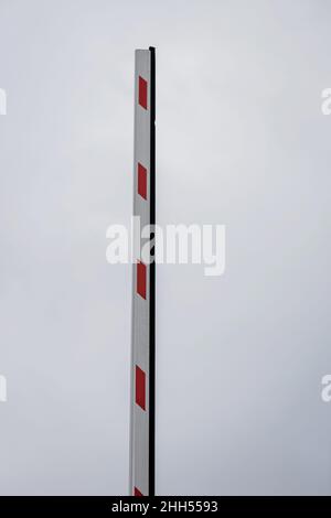 Red white gate road barrier isolated on white background with clipping ...