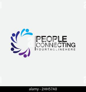 Abstract Initial Letter C Connecting People Logo Vector  Design Template Stock Vector
