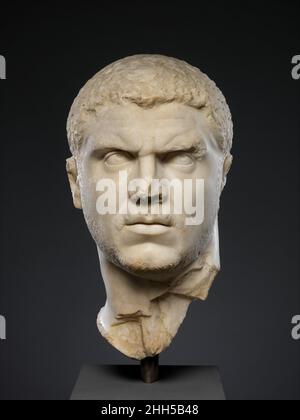 Marble portrait of the emperor Caracalla A.D. 212–217 Roman Caracalla took the official name of M. Aurelius Antoninus Pius as part of the Severan dynasty’s attempt to appear as the legitimate and worthy successors of the secondcentury Antonine emperors. Despite this, in his official portraiture, he abandoned the luxuriant hair and beard of his predecessors for a military style characterized by closely cropped curls and a stubble beard. An ancient source records that on his deathbed, his father Septimius Severus advised Caracalla to “enrich the soldiers and despise everyone else.” This finely c Stock Photo