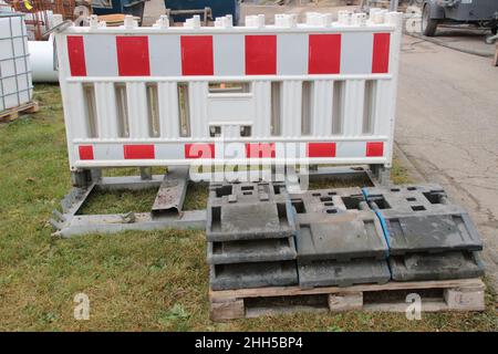 Barrier material is stored at a construction site Stock Photo