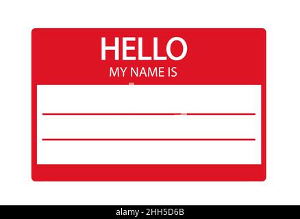 Hello, my name is introduction flat label Stock Vector