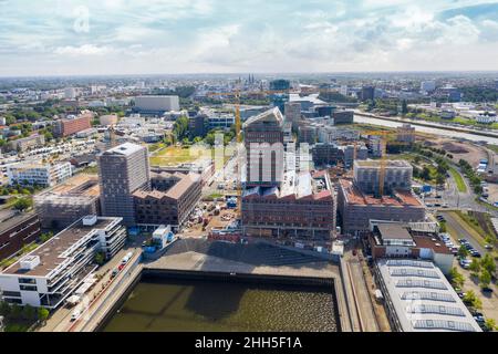 Germany, Bremen, Aerial view of buildings of Marina Europahafen