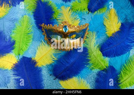 Brazilian Background From Feathers In The Brazilian Ethnic Color