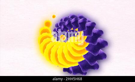 High Definition abstract CGI motion backgrounds ideal for editing, led backdrops or broadcasting featuring a yellow and violet fractal like flower for Stock Photo