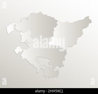 Basque Country map, administrative division, separates provinces and individual region, card paper 3D natural, blank Stock Photo