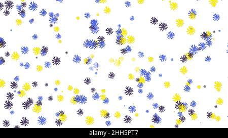 Abstract colorful schematic flower buds appear and rotate on white background, seamless loop. Beautiful spinning small flowers. Stock Photo