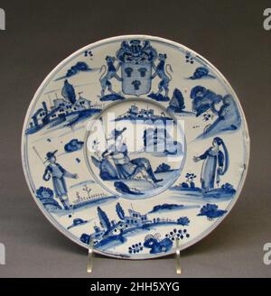 Plate ca. 1650–75 French, Nevers This plate is decorated with figures from L'Astrée (1607–1627) of Honoré d'Urfé (1568–1625).. Plate  194275 Stock Photo