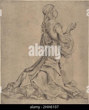 Kneeling Female Figure late 15th–early 16th century Master MZ German This artist is also known as Master MZ.. Kneeling Female Figure  334924 Stock Photo