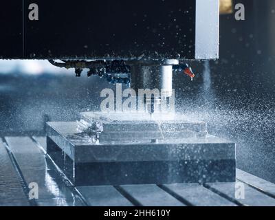 Automated CNC machine metal sheets in industry Stock Photo